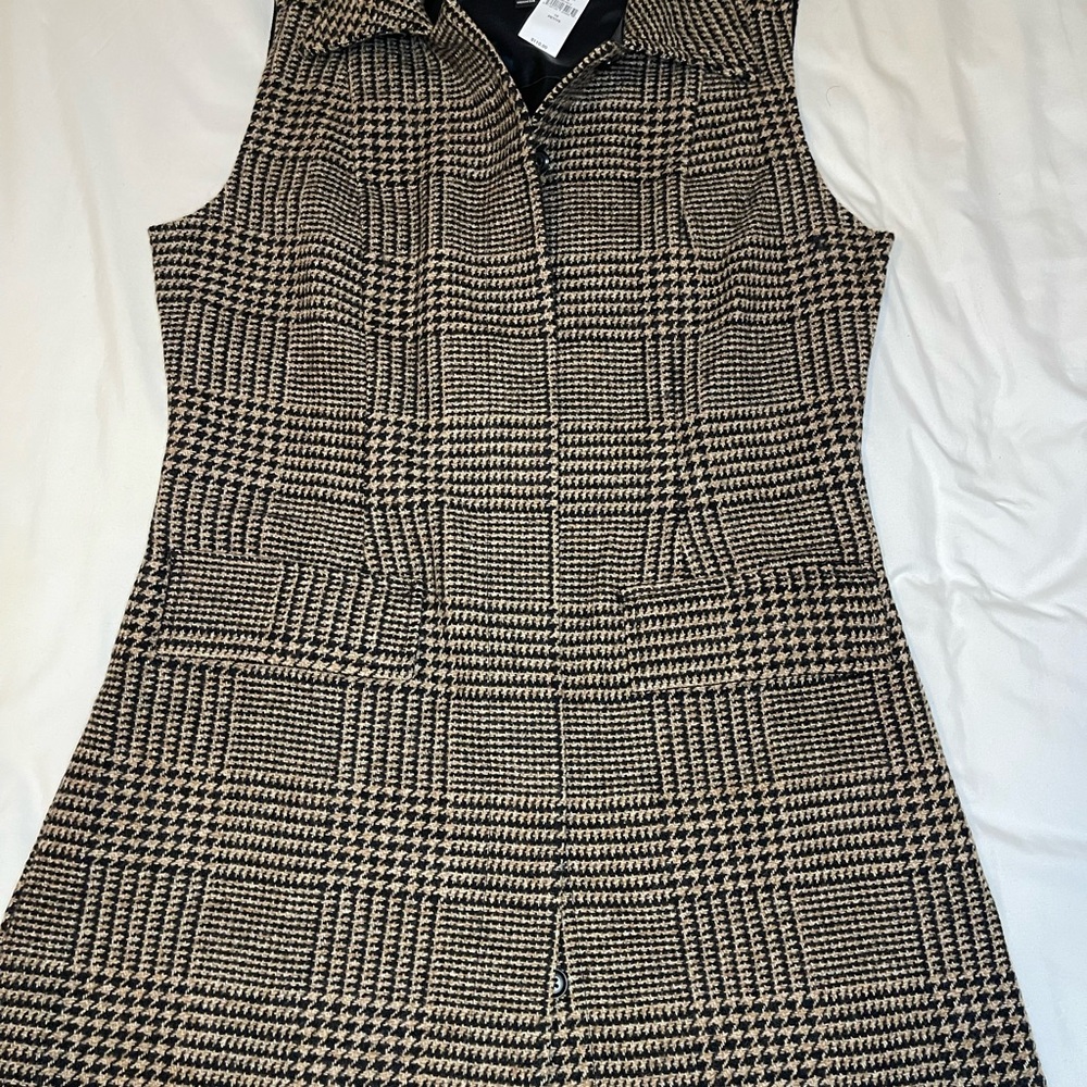 Banana Republic Black and Cream Plaid Mini Dress